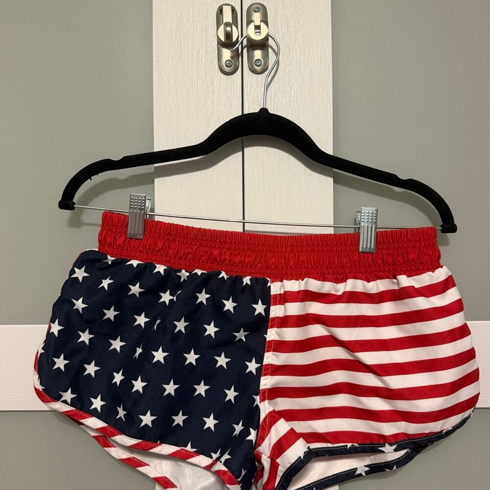 Calhoun Sportswear American Flag Print Swim Shorts Size M